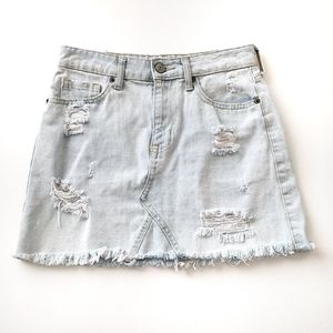 Aeropostle High Waisted Destroyed Denim Mini Skirt Size 0